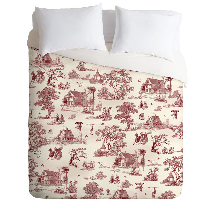 Belle 13 Traditional Polyester Toile Duvet Cover, King Duvet Cover