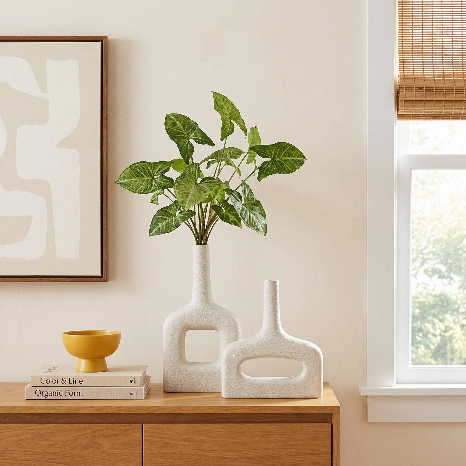 Stoneware Table Vase, White