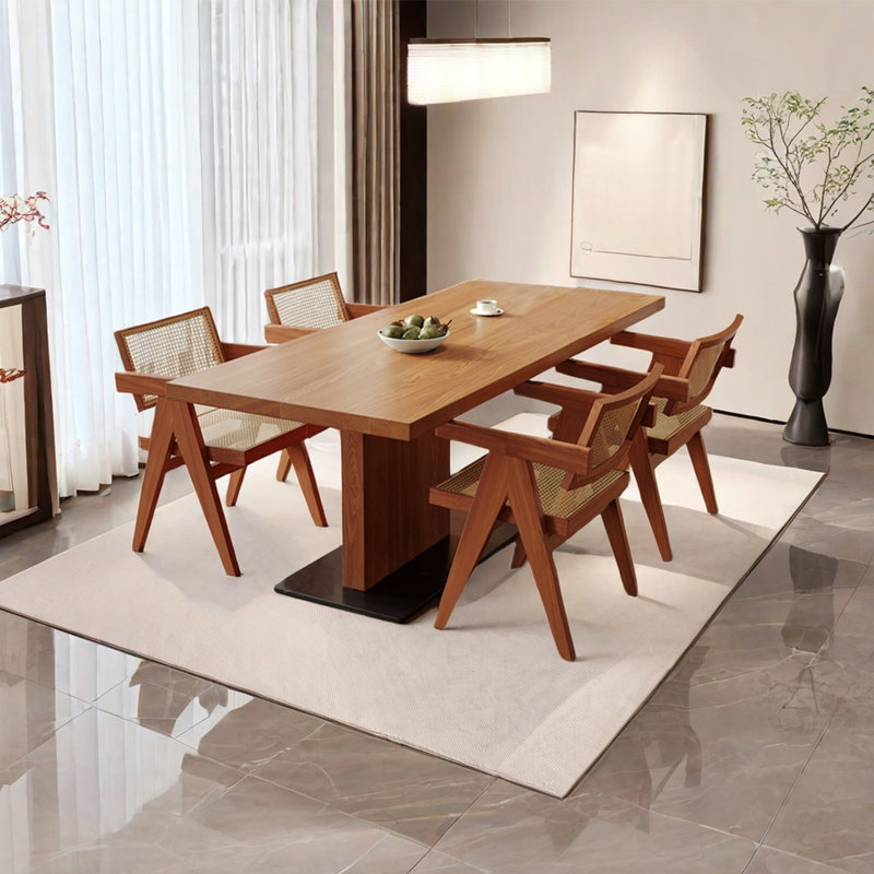 Solid wood ash dining table set, 29.53"H x 62.99"L x 31.5"W