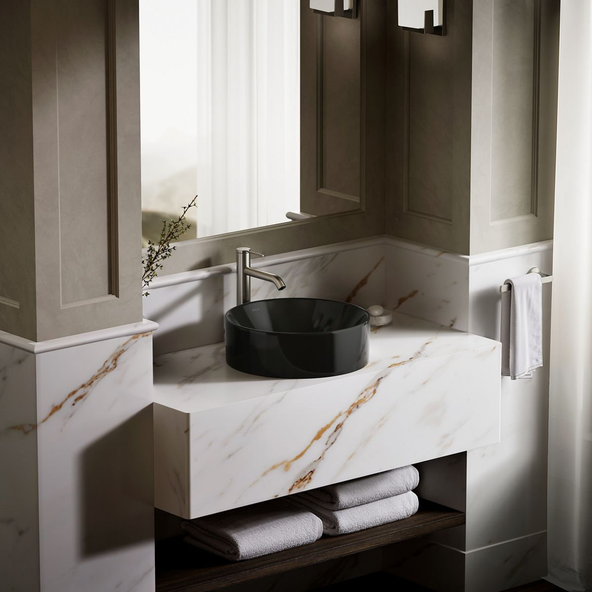 Vox Round Vessel Bathroom Sink, Black Black