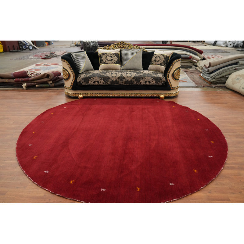 Tapis oriental tribal rond rouge 10 x 10