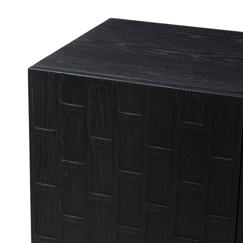 Asbury Media Console-Light Wash Oak, Black Oak
