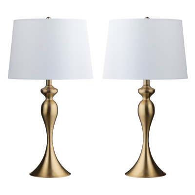 Set Of 2 25.5" Steel Table Lamp W/ Linen Shade