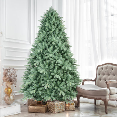 Arbre de Noël bleu saisissant avec pointes en PE + pvc, décor moderne pour les fêtes