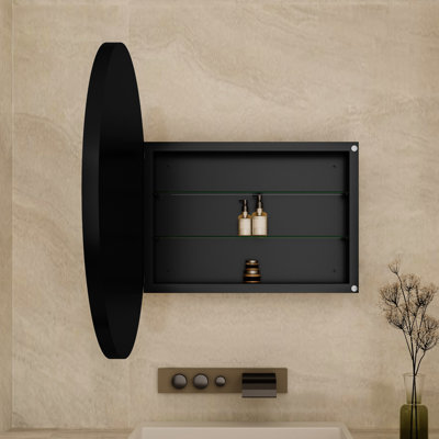 Armoire de salle de bain avec cadre en métal avec miroir de 31,5 po et tablettes réglables