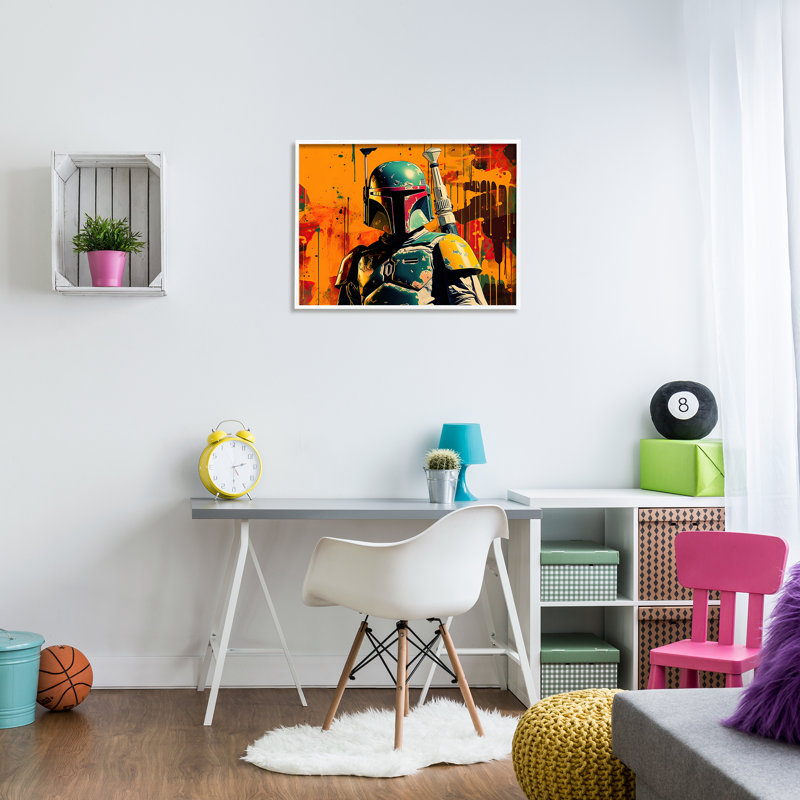 Ba-980-Sci-fi Pop Urban Style encadré sur bois par Birch & Ink, H 24 po x l 30 po x P 1,5 po, Blanc