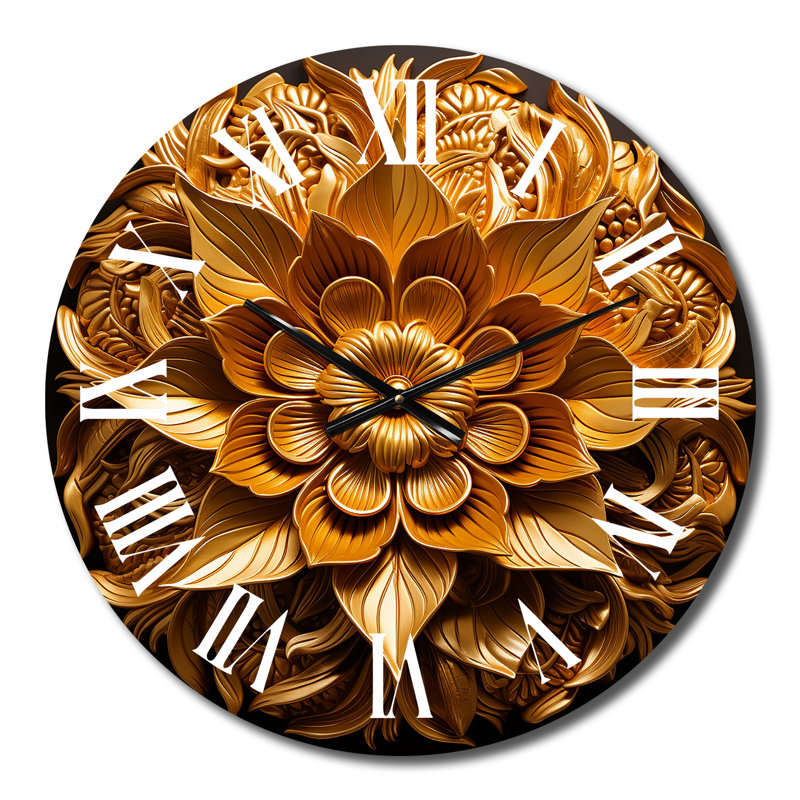 Horloge murale abstraite tournesol doré, Moyenne