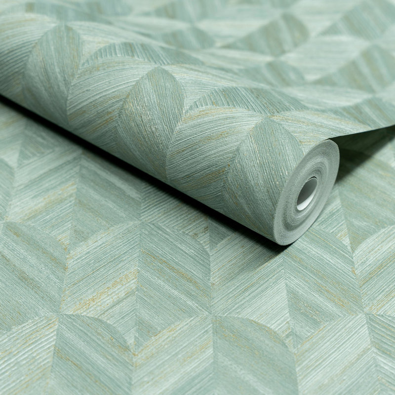 Surfaces Collection Geometric Prism Wallpaper Roll, Blue