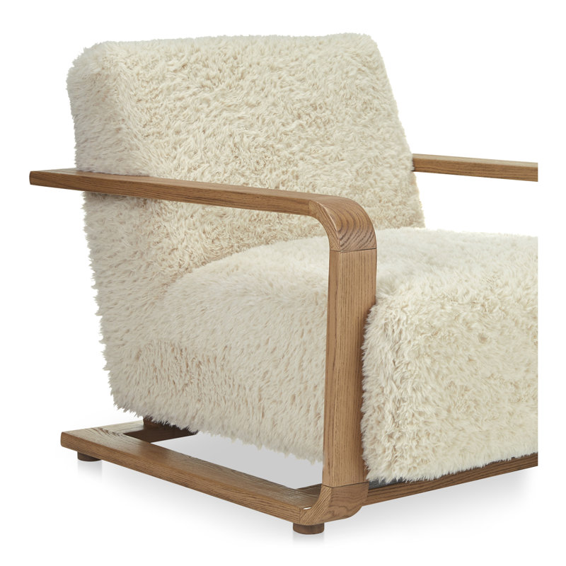 ECKERSLEY LOUNGE CHAIR CREAM FAUX FUR, Cream Faux Fur