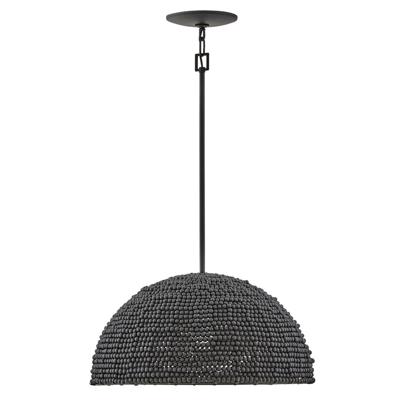 Dalia 1-Light Wooden Bead Dome Convertible Pendant, Black