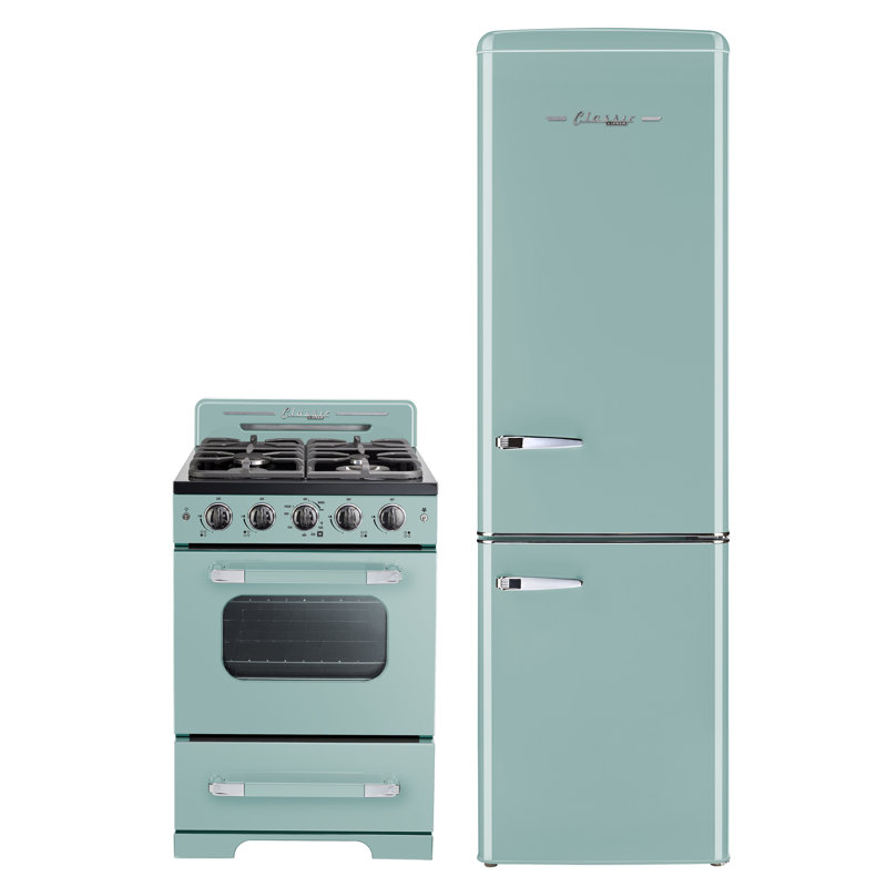 Classic Retro 21.6" Manual Defrost 8.7 cu. ft. ENERGY STAR Certified Bottom Freezer Refrigerator, Ocean Mist Turquoise