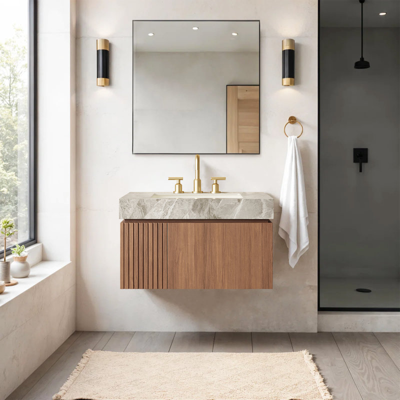 Armoire de salle de bain flottante Mid-Century