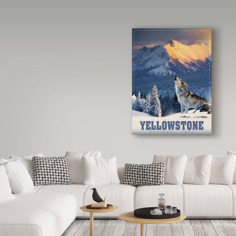 «Yellowstone Wolf» par Croswell, impression sur toile tendue, H 32 po x l 24 po