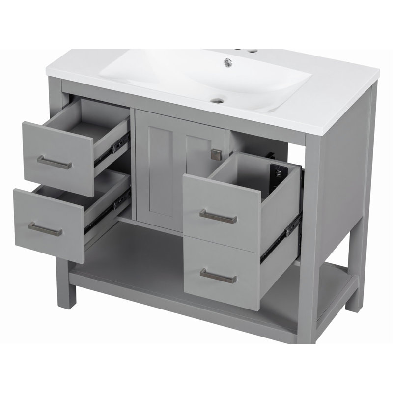 18.00'' Single Bathroom Vanity with Ceramic Top