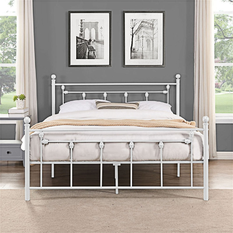 Base de lit plateforme en métal, White
