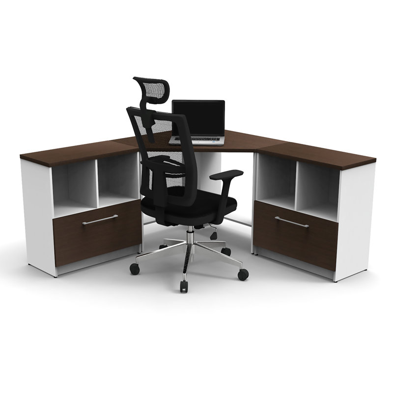 Lakeida Corner Synthetic Laminate Reception Desk with Filing Cabinet
