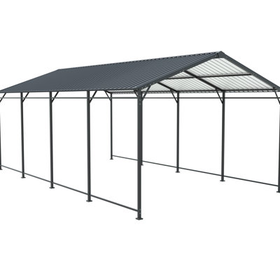 12*21 Ft Galvanized Steel Carport, For Boats And Tractors, High - Density Weather Protection Heavy Duty Carport With Metal Frame, Multi Purpose Vehicle Shelter Events