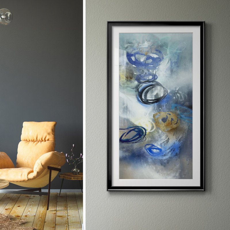 «Water Roses II», reproduction d'art, H 14,5 po x l 26,5 po x P 1,5 po, Papier encadré noir, Blanc