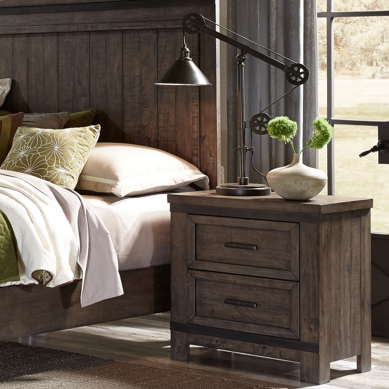 Grand lit de rangement, commode et miroir Balachandran, commode et table de chevet