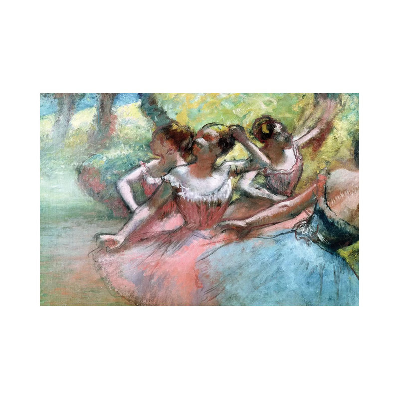 Four Ballerinas On The Stage by Edgar Degas - Wrapped Canvas Painting, 30.48 cm H x 45.72 cm W