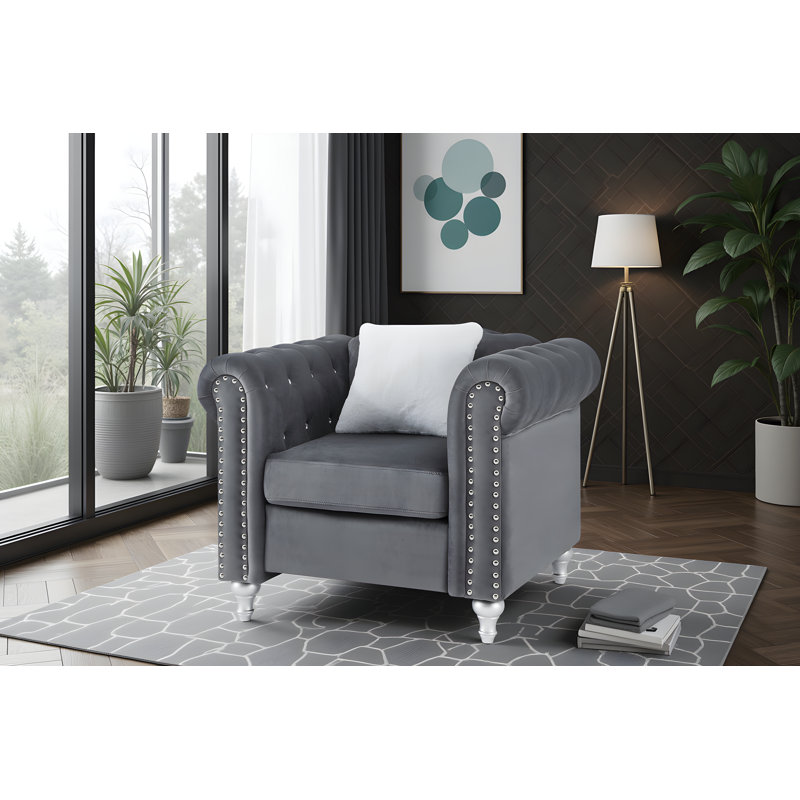 Ensemble de 2 chaises en velours Latonya, Gris
