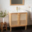 Fiest 30" Bathroom Vanity with Rattan Door Ceramic Sink Storage Cabinet-1067711393