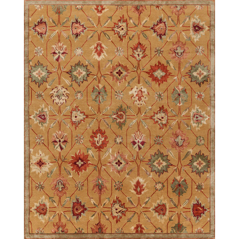Palmettes Floral Area Rug in Gold/Red/Blue, Rectangle 10' x 14'