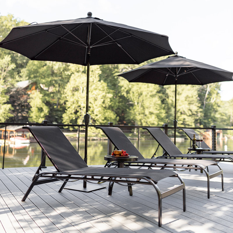 Murphy Outdoor Chaise Lounge, Yellowish Beige, Green Sage