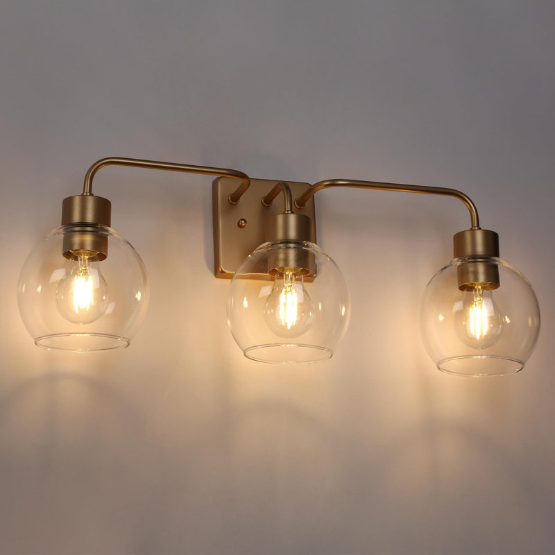 Luminaire de salle de bain à 3 lumières à intensité variable Hanshelmut, Or
