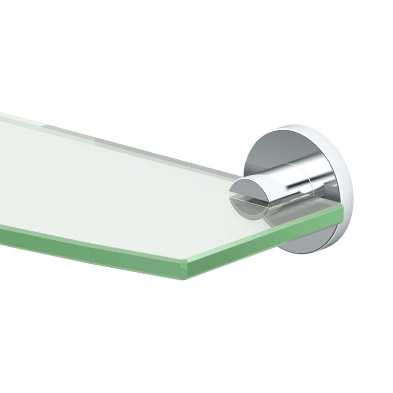 Channel Bowfront Glass Bracket Shelf, Chrome