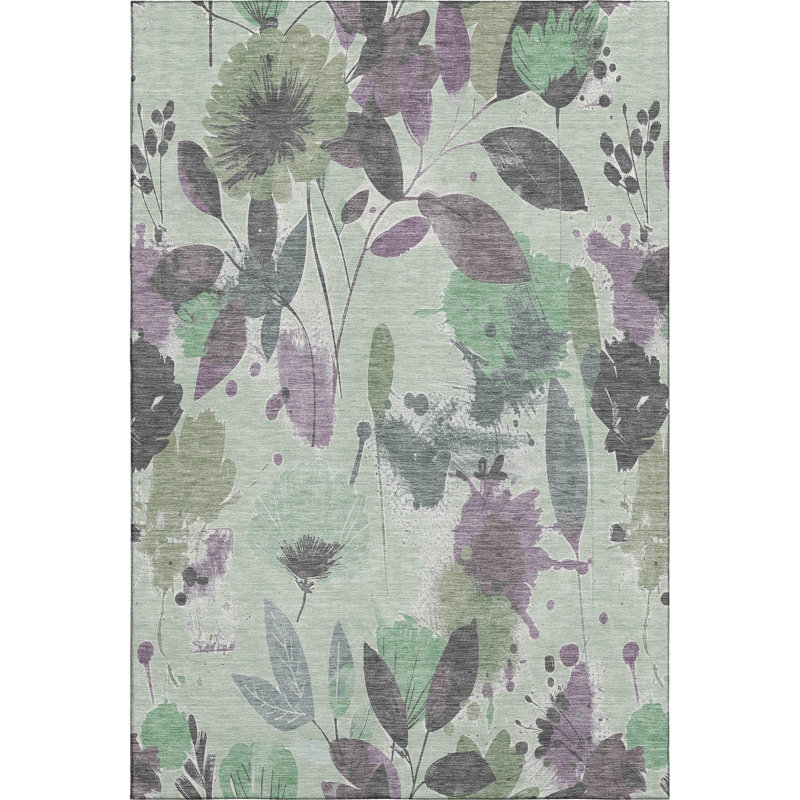Premium Machine Washable Harjo AMF1549 Floral Rug, Rectangle 10' x 14'