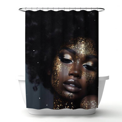 Shower Curtain FI95 – Polyester Shower Curtain, Dye Sublimation Print, 71" W × 74" L
