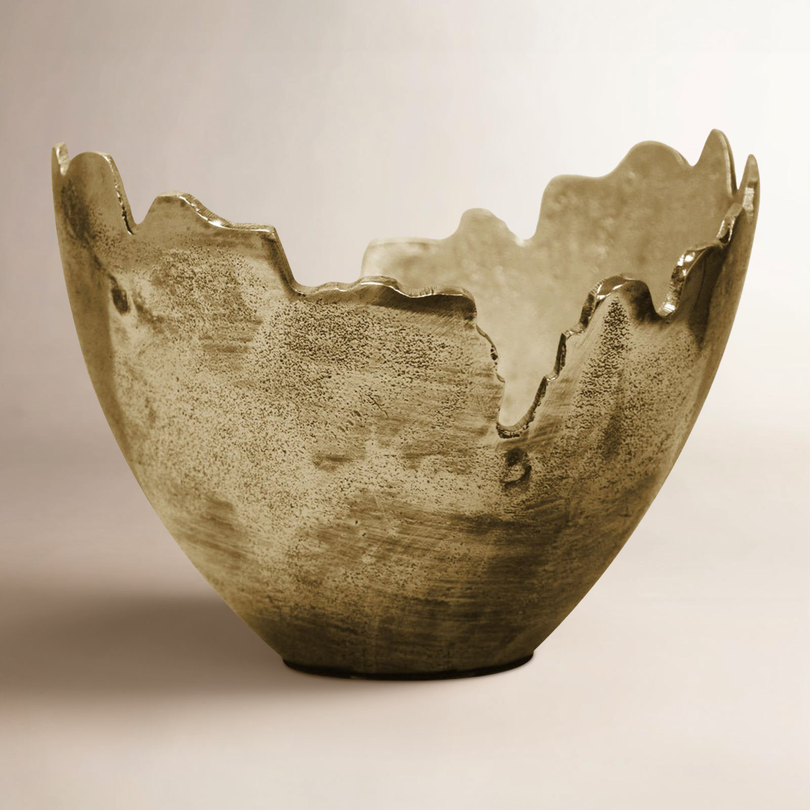 Aluminum Decorative Bowl 1, 9.05" H x 6.69" W x 9.45" D, Gold