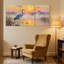Birds Sunset Heron Marsh Reflection Art, ensemble de 3 reproductions d'art sur toile-433242542