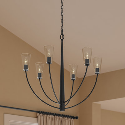 Jheni Six-Light Chandelier with Clear Glass Shades