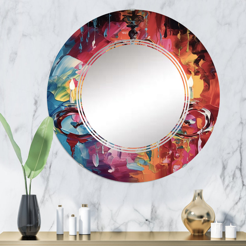 Fiarvayle - Miroir mural rond Glam, 32 po x 32 po