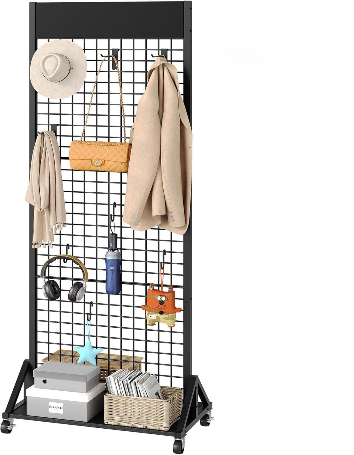 Hokku Designs Grid Display Rack, Movable Gridwall Display Stand,Greige ...