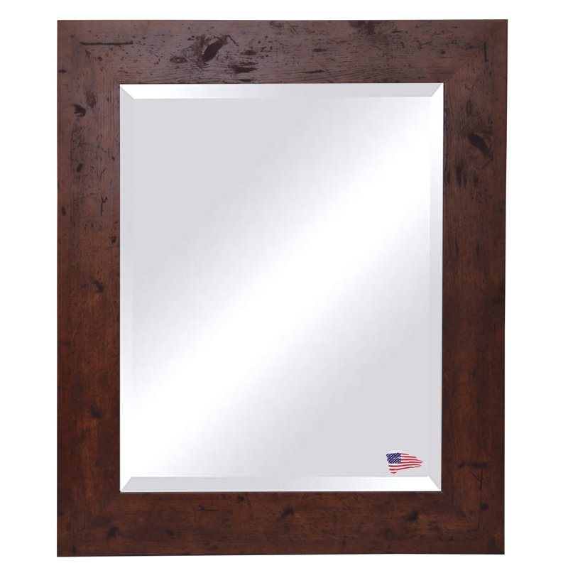 Flat Wall Mirror, 39.5" H x 45.5" W, Dark Walnut
