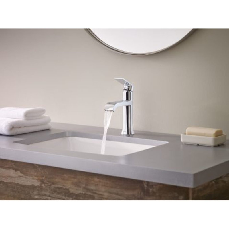 Moen Genta LX Single Hole Bathroom Faucet with Drain Assembly, Chrome