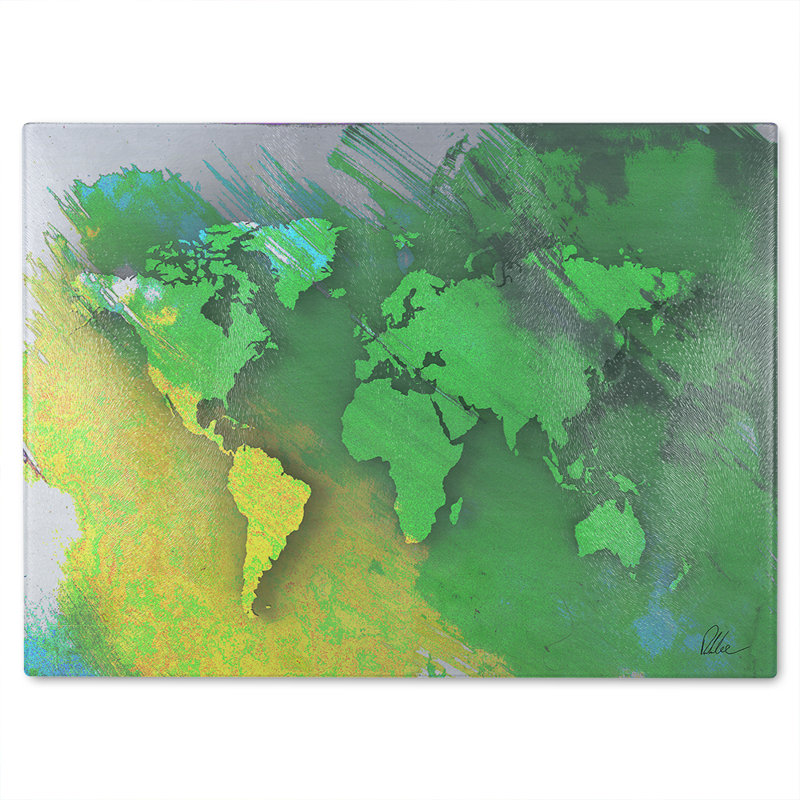 World Map Glass Chopping Board