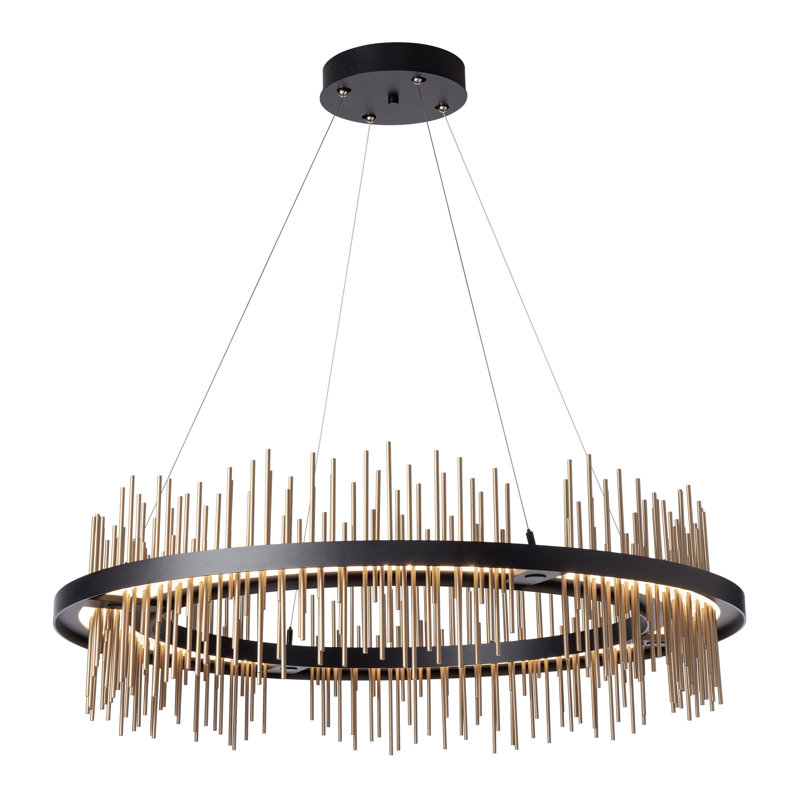 Gossamer 1 - Light Unique Geometric LED Pendant, Black, Soft Gold