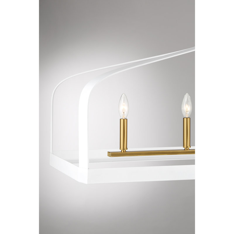 Bronson 5 lumières Sheffield en blanc avec accents laiton chaud, Blanc / doré