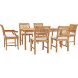 Outdoor 7 - Piece Teak Dining Set with Cushions