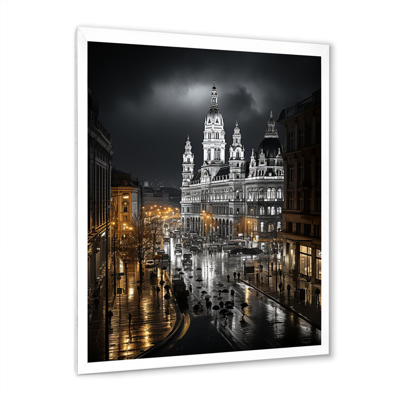 «Vienna Beautiful Beautiful Cityscape», reproduction sur toile encadrée, H 32 po x l 24 po x P 1 po, Cadre simple blanc