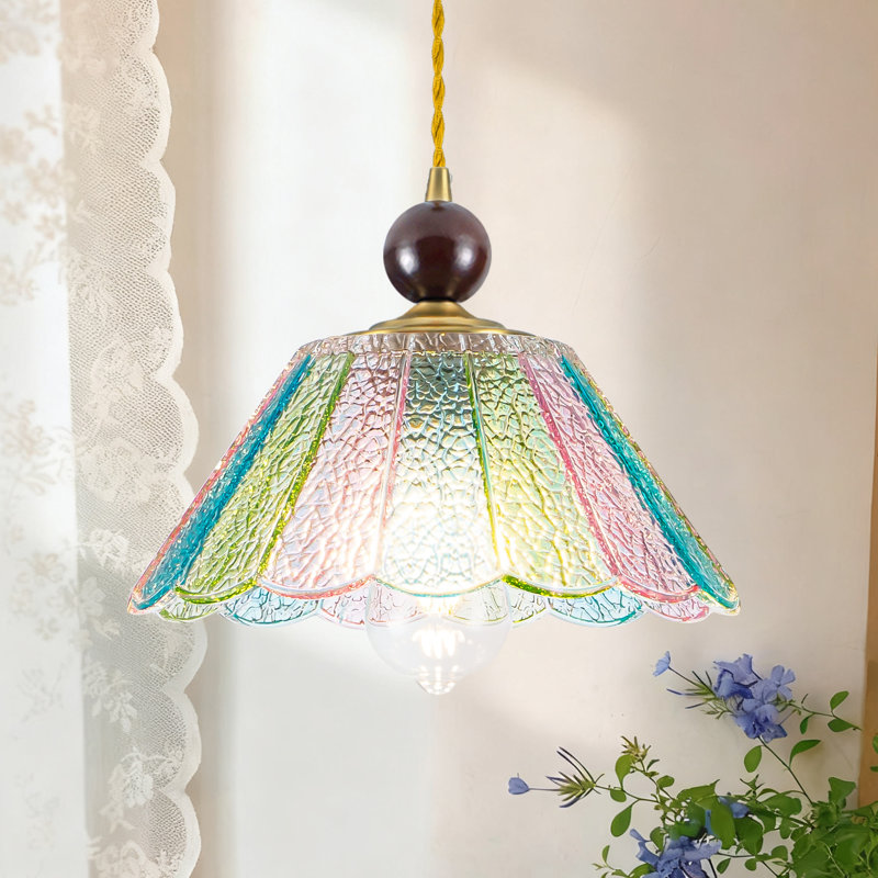 Luminaire suspendu pour îlot de cuisine 1 lumière avec abat-jour pétale Levona