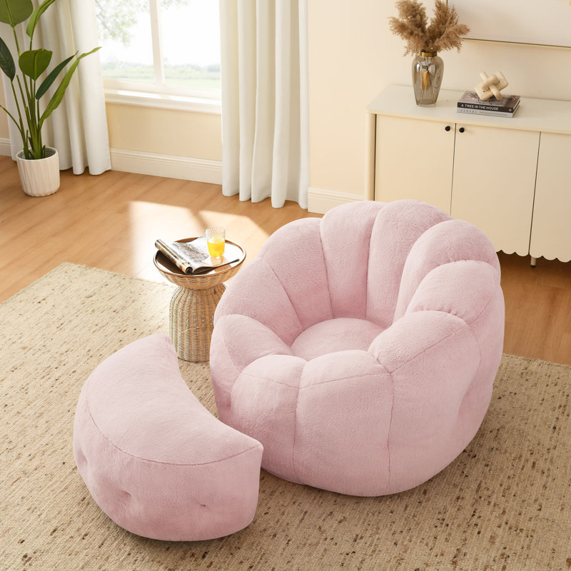 Fauteuil à billes et méridienne avec repose-pieds 3 en 1 46 po Elaine , Rose