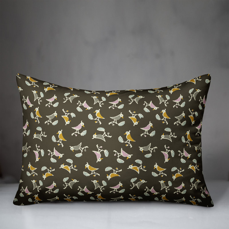 Coussin Songbird, Gris charbon / jaune