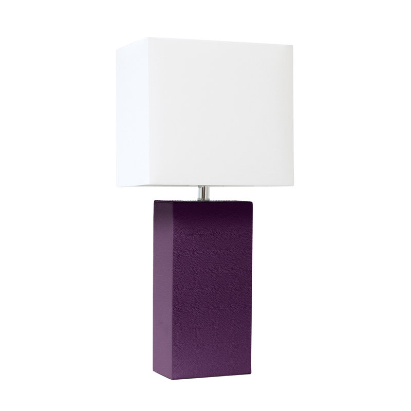 Leather Rectangular Table Lamp, Purple