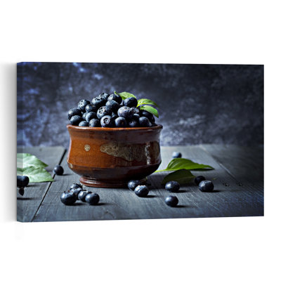 Dark Blueberries Still Life Organic Rustic Abstract Fruit Landscape Wall Art Print
