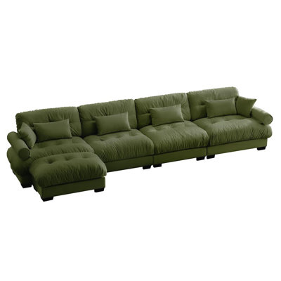 Luxurious L-Shaped Velvet Sofa